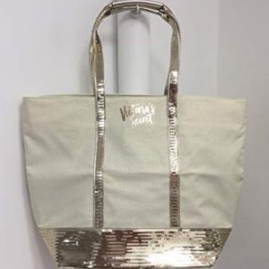 NWT Victoria’s Secret WHITE GOLD BLING TOTE